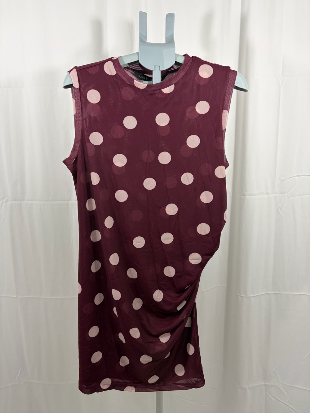 NWT Ashley Graham Women’s Size 0X Purple Sleeveless Polka Dot Dress